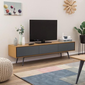 TV-Lowboard Front: MDF Mitteldichte Holzfaserplatte , lackiert Korpus: MDF Mitteldichte Holzfaserplatte , furniert Füße: Stahl, lackiert