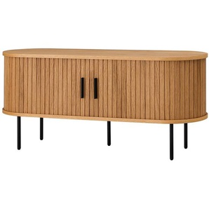 TV-Lowboard Front & Korpus: MDF Mitteldichte Holzfaserplatte , furniert & lackiert Füße: Metall, pulverbeschichtet Braun/Beige/Eiche 120cm