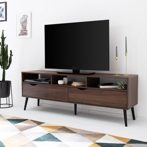 TV-Lowboard 160 cm Front & Korpus: Spanplatte, foliert Füße: Massivholz Gummibaum, lackiert Braun 160 x 57 x 39cm