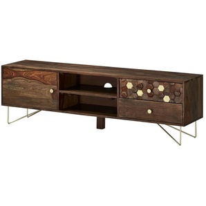 TV- Lowboard - holzfarben - Materialmix - 160 cm - 48 cm - cm 35,0 | Möbel Kraft