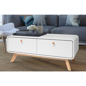 TV-Lowboard II Front & Korpus: Spanplatte, beschichtet Gestell: MDF Mitteldichte Holzfaserplatte , beschichtet Weiß/Weiß 100 x 40 x 51cm