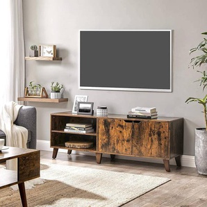 TV-Lowboard III Front & Korpus: Spanplatte, beschichtet Beine: Massivholz Gummibaum, lackiert Braun 140 x 45 x 40cm