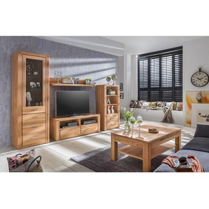 TV-Lowboard Lombok I Front & Deckplatte: Massivholz Kernbuche, geölt Korpus: Spanplatte, foliert Griffe: Aluminium, pulverbeschichtet Braun 138