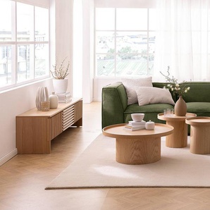 TV-Lowboard MDF Mitteldichte Holzfaserplatte , furniert Braun/Beige 180 x 46 x 40cm