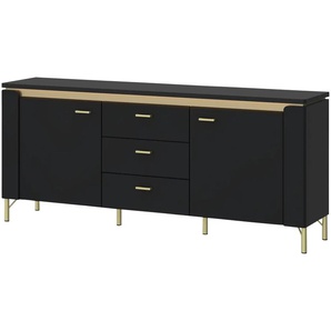 TV-Lowboard mit Softclose - schwarz - Materialmix - 155,3 cm - 70 cm - cm 40,0 | Möbel Kraft