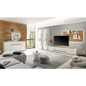 TV-Lowboard II Spanplatte, beschichtet Weiß/Weiß 220 x 40 x 45cm