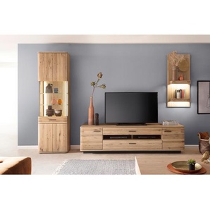 TV-Lowboard Front: Massivholz Eiche, geölt Korpus: Spanplatte, furniert & geölt Rückwand: HDF Hochdichte Holzfaserplatte , foliert Griffe: