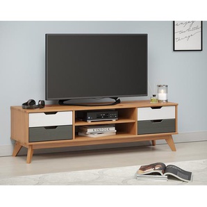 TV-Lowboard Scandik II Massivholz Kiefer, lackiert Braun 140 x 42 x 40cm