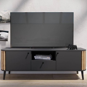 TV-Lowboard Spanplatte, foliert Grau 138 x 50 x 40cm