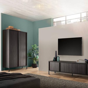 TV-Lowboard Steel Spanplatte, beschichtet Schwarz 207 x 51 x 40cm
