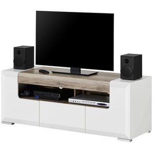 TV-Lowboard - weiß - Materialmix - 140 cm - 52 cm - 45 cm | Möbel Kraft