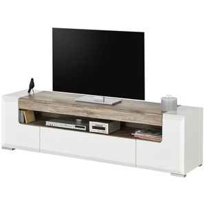 TV-Lowboard - weiß - Materialmix - 190 cm - 52 cm - 45 cm | Möbel Kraft