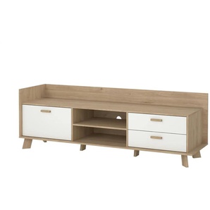 TV-Lowboard - weiß - Materialmix - 181,9 cm - 51,2 cm - cm 61,6 | Möbel Kraft
