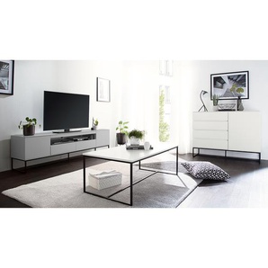 TV-Lowboard II Front & Korpus: MDF Mitteldichte Holzfaserplatte , lackiert Gestell: Metall, pulverbeschichtet Grau/Dunkelgrau 182 x 50 x 40cm