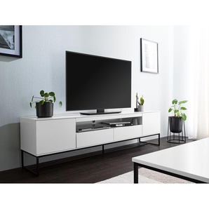 TV-Lowboard II Front & Korpus: MDF Mitteldichte Holzfaserplatte , lackiert Gestell: Metall, lackiert Weiß/Weiß 182 x 50 x 40cm