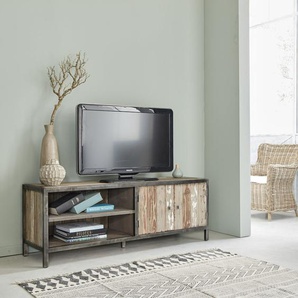 TV-Möbel aus massivem recyceltem Holz und Metall 150 cm