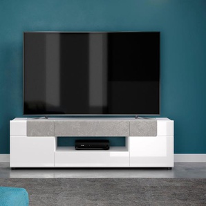TV-Schrank INOSIGN Taormina Schränke Gr. B/H/T: 153 cm x 43 cm x 44 cm, 2 St., weiß (weiß melamin, hochglanz tiefzieh, beton stone tiefzieh) TV-Sideboard TV-Sideboards