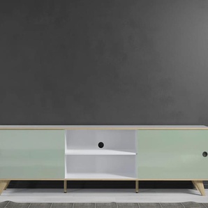 TV-Schrank INTER-FURN Adelaide Schränke Gr. B/H/T: 217 cm x 63 cm x 40 cm, 2 St., grün (weiß, grün) TV-Sideboard TV-Sideboards Modernes Design