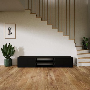 TV-Schrank Schwarz - Moderner Fernsehschrank: Türen in Schwarz - 226 x 41 x 47 cm, konfigurierbar