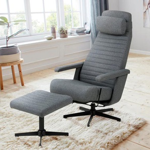 TV-Sessel ANDAS Thrum Sessel Gr. Webstoff, Relaxfunktion, B/H/T: 66 cm x 113 cm x 118 cm, grau Fernsehsessel und TV-Sessel Sessel inklusive Hocker Kopfkissens, Fernsehsessel, Relaxsessel
