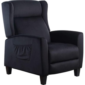 TV-Sessel ATLANTIC HOME COLLECTION Sessel Gr. Samtvelours, Relaxfunktion, B/H/T: 77 cm x 104 cm x 90 cm, schwarz Fernsehsessel und TV-Sessel klassischer Ohrensessel mit Relaxfunktion praktischer Seitentasche