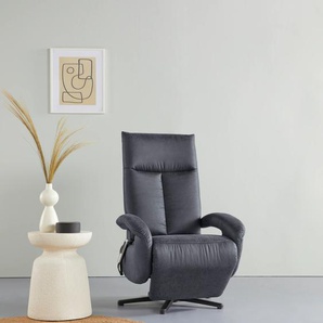 TV-Sessel SIT&MORE Birkholm Sessel Gr. Luxus-Microfaser in Lederoptik, mit 2 Motoren-Größe M, B/H/T: 74 cm x 112 cm x 82 cm, blau (dunkelblau) Fernsehsessel und TV-Sessel wahlweise manuell, mit zwei Motoren oder Akku 2