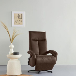 TV-Sessel SIT&MORE Birkholm Sessel Gr. Luxus-Microfaser in Lederoptik, mit 2 Motoren-Größe M, B/H/T: 74 cm x 112 cm x 82 cm, braun (dunkelbraun) Fernsehsessel und TV-Sessel wahlweise manuell, mit zwei Motoren oder Akku 2