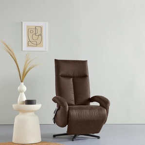 TV-Sessel SIT&MORE Birkholm Sessel Gr. Luxus-Microfaser in Lederoptik, mit 2 Motoren-mit Akku-mit Aufstehhilfe-Größe M, B/H/T: 74 cm x 112 cm x 82 cm, braun (dunkelbraun) Fernsehsessel und TV-Sessel wahlweise manuell, mit zwei Motoren oder Akku 2