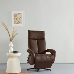 TV-Sessel SIT&MORE Birkholm Sessel Gr. Luxus-Microfaser in Lederoptik, mit 2 Motoren-mit Akku-mit Aufstehhilfe-Größe XL, B/H/T: 74 cm x 117 cm x 85 cm, braun (dunkelbraun) Fernsehsessel und TV-Sessel wahlweise manuell, mit zwei Motoren oder Akku 2