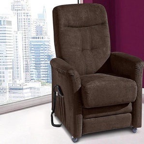 TV-Sessel SIT&MORE Charlie Sessel Gr. Luxus-Microfaser ALTARA NUBUCK, mit Motor, B/H/T: 76 cm x 103 cm x 91 cm, braun (dunkelbraun) Fernsehsessel und TV-Sessel wahlweise mit Motor Aufstehhilfe