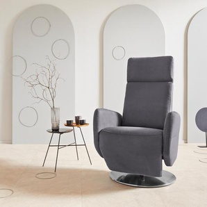 TV-Sessel SIT&MORE Conville Sessel Gr. Luxus-Microfaser Lederoptik, B/H/T: 71 cm x 110 cm x 82 cm, grau (anthrazit) Fernsehsessel und TV-Sessel manuelle Relaxfunktion