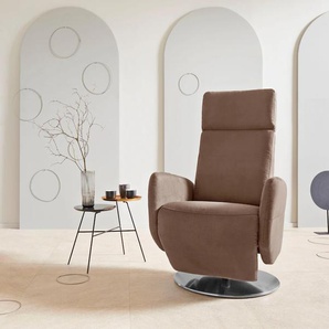 TV-Sessel SIT&MORE Kobra Sessel Gr. Luxus-Microfaser Lederoptik, B/H/T: 71 cm x 110 cm x 82 cm, braun Fernsehsessel und TV-Sessel manuelle Relaxfunktion