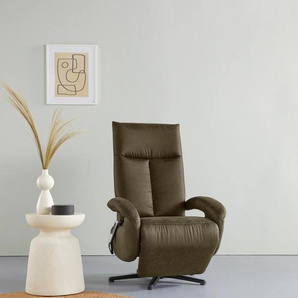 TV-Sessel SIT&MORE Tycoon Sessel Gr. Lu x us-Microfaser in Lederoptik, mit 2 Motoren-mit Akku-Größe M, B/H/T: 74 cm x 112 cm x 82 cm, grün (olive) Fernsehsessel und TV-Sessel
