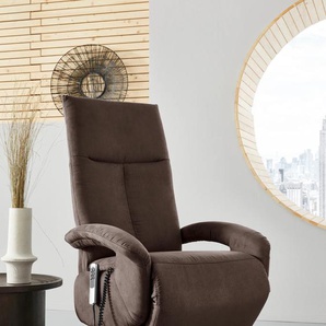 TV-Sessel SIT&MORE Tycoon Sessel Gr. Luxus-Microfaser ALTARA NUBUCK, mit 2 Motoren und Akku, Größe M, Drehfunktion, B/H/T: 74 cm x 112 cm x 82 cm, braun (dunkelbraun) Fernsehsessel und TV-Sessel wahlweise manuell, mit zwei Motoren oder Akku