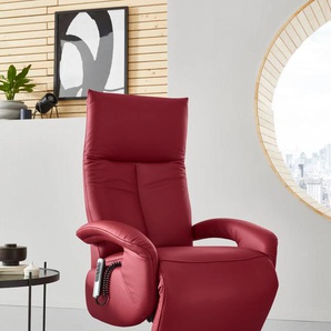 TV-Sessel SIT&MORE Tycoon Sessel Gr. NaturLEDER, mit 2 Motoren, Akku und Aufstehhilfe, Größe M, Drehfunktion, B/H/T: 74 cm x 112 cm x 82 cm, rot (feuerrot) Fernsehsessel und TV-Sessel