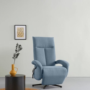 TV-Sessel SIT&MORE Tycoon Sessel Gr. Olympia EASY CLEAN, manuell-Größe M, B/H/T: 74 cm x 112 cm x 82 cm, blau (hellblau) Fernsehsessel und TV-Sessel