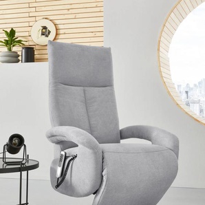 TV-Sessel SIT&MORE Tycoon Sessel Gr. Struktur flausch, mit 2 Motoren und Akku, Größe M, Drehfunktion, B/H/T: 74 cm x 112 cm x 82 cm, silberfarben (silber) Fernsehsessel und TV-Sessel