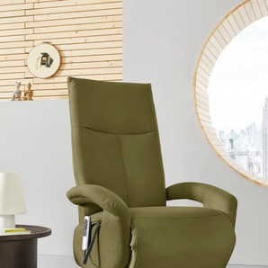 TV-Sessel SIT&MORE Tycoon Sessel Gr. Struktur imprägniert, mit 2 Motoren, Akku und Aufstehhilfe, Größe M, Drehfunktion, B/H/T: 74 cm x 112 cm x 82 cm, grün (olive) Fernsehsessel und TV-Sessel
