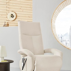 TV-Sessel SIT&MORE Tycoon Sessel Gr. Struktur imprägniert, mit 2 Motoren, Akku und Aufstehhilfe, Größe M, Drehfunktion, B/H/T: 74 cm x 112 cm x 82 cm, weiß Fernsehsessel und TV-Sessel