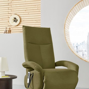 TV-Sessel SIT&MORE Tycoon Sessel Gr. Struktur imprägniert, mit 2 Motoren, Größe M, Drehfunktion, B/H/T: 74 cm x 112 cm x 82 cm, grün (olive) Fernsehsessel und TV-Sessel wahlweise manuell, mit zwei Motoren oder Akku
