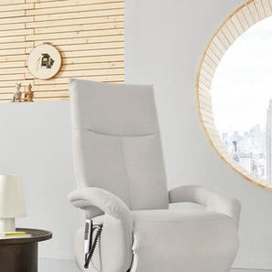 TV-Sessel SIT&MORE Tycoon Sessel Gr. Struktur imprägniert, mit 2 Motoren, Größe M, Drehfunktion, B/H/T: 74 cm x 112 cm x 82 cm, silberfarben (silber) Fernsehsessel und TV-Sessel