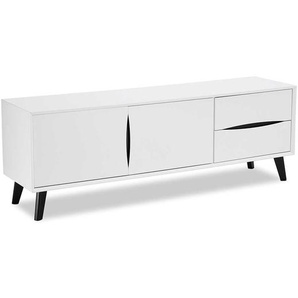 TV Tisch in Weiß und Schwarz 160 cm breit
