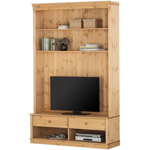 Massive TV-Wand Massivholz Kiefer, gebeizt & gewachst Braun/Beige/Kiefer Natur 140 x 223 x 45cm