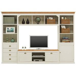 TV-Wand Sollerön I Massivholz Pinie, lackiert Rück-, Seitenwände & Einlegeböden: MDF Mitteldichte Holzfaserplatte , lackiert Weiß/Pinie