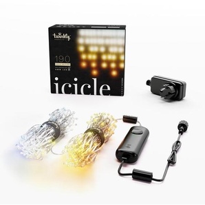 Twinkly Icicle  190 App-Controlled Warm to Cool White LEDs Clear Wire