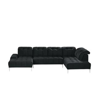 Twist Wohnlandschaft aus Samt Grenada - schwarz - Materialmix - 358 cm - 107 cm - cm 231,0 | Möbel Kraft