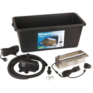 Ubbink Wasserfall Niagara 30 LED, 30 cm Breite, (Set, mit 20 LEDs, Pumpe 2300 l/h, Schlauch, Becken 65 l)