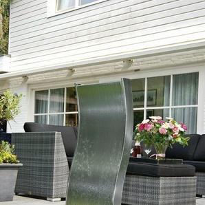 Ubbink Gartenbrunnen GENOVA in Wellenform aus gebürstetem Edelstahl, 40 cm Breite, Wasserbecken BxT: 60x60 cm
