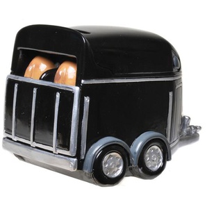 Udo Schmidt 89176 Spardose Pferdenhänger 15 cm Sparschwein Sparkasse Pferd Horse Schwarz