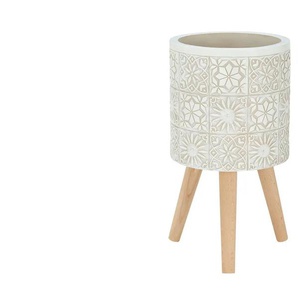 Übertopf auf Holzbeinen - creme - Magnesia,Holz - 56 cm - 30.0 | Möbel Kraft